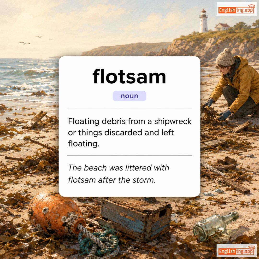 flotsam definition card — visual illustration of the meaning