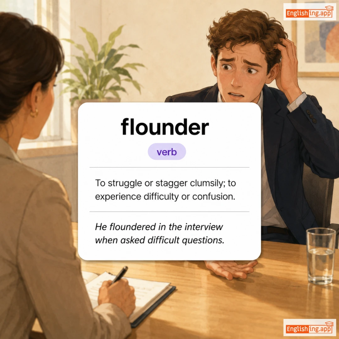 flounder definition card — visual illustration of the meaning