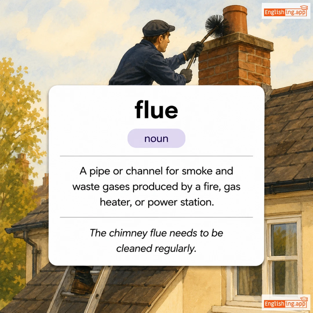flue definition card — visual illustration of the meaning
