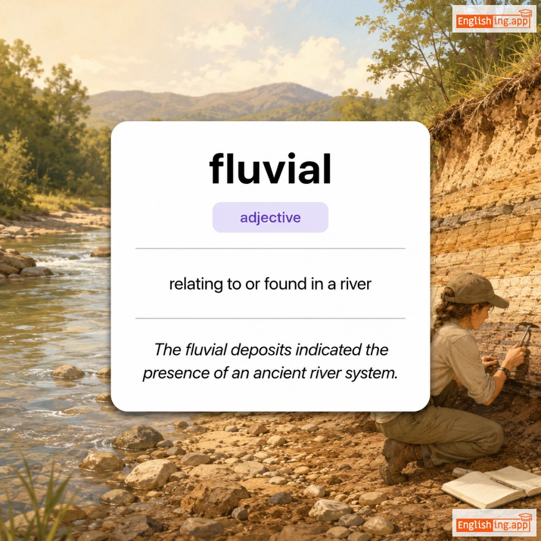 fluvial definition card — visual illustration of the meaning