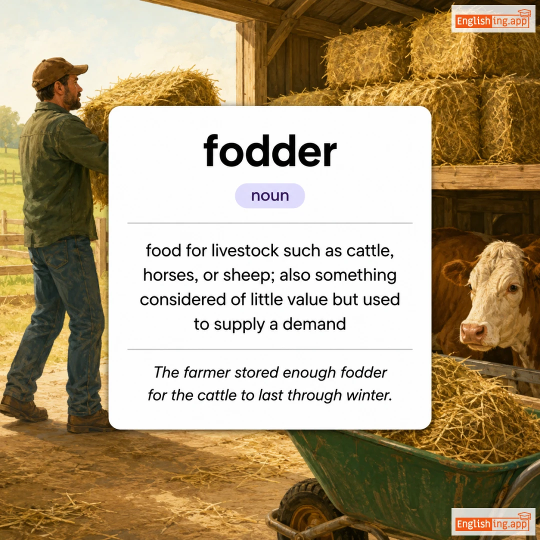 fodder definition card — visual illustration of the meaning