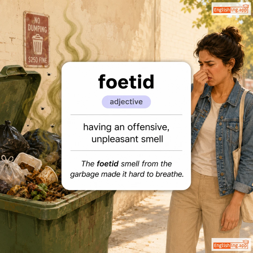 foetid definition card — visual illustration of the meaning