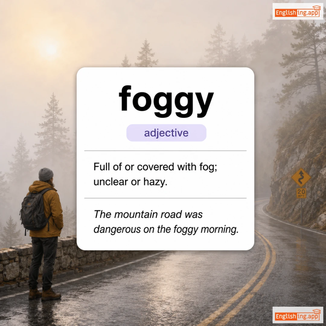 foggy definition card — visual illustration of the meaning