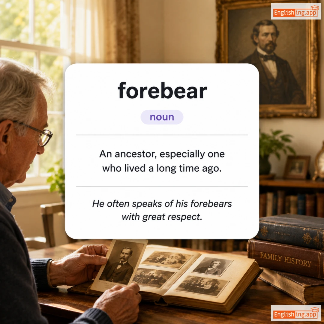 forebear definition card — visual illustration of the meaning