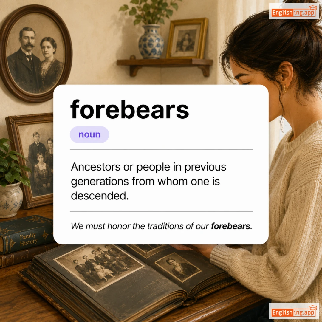 forebears definition card — visual illustration of the meaning