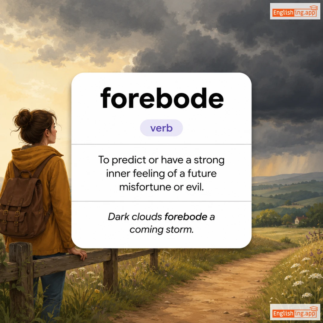 forebode definition card — visual illustration of the meaning
