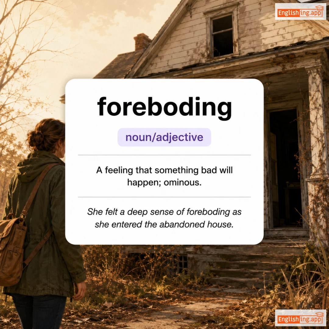 foreboding definition card — visual illustration of the meaning