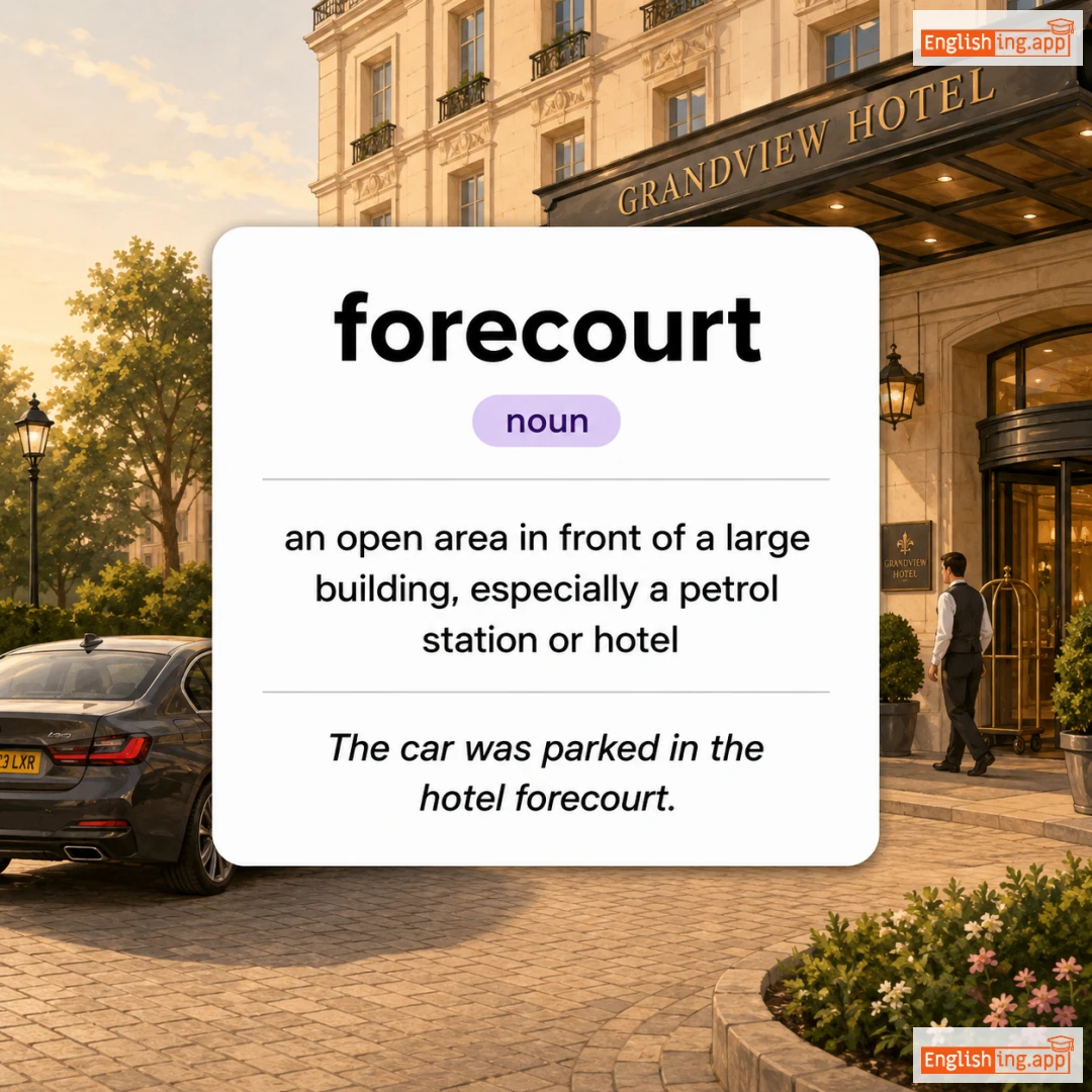 forecourt definition card — visual illustration of the meaning