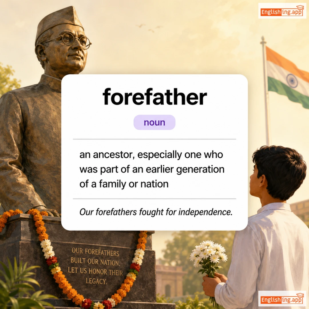 forefather definition card — visual illustration of the meaning