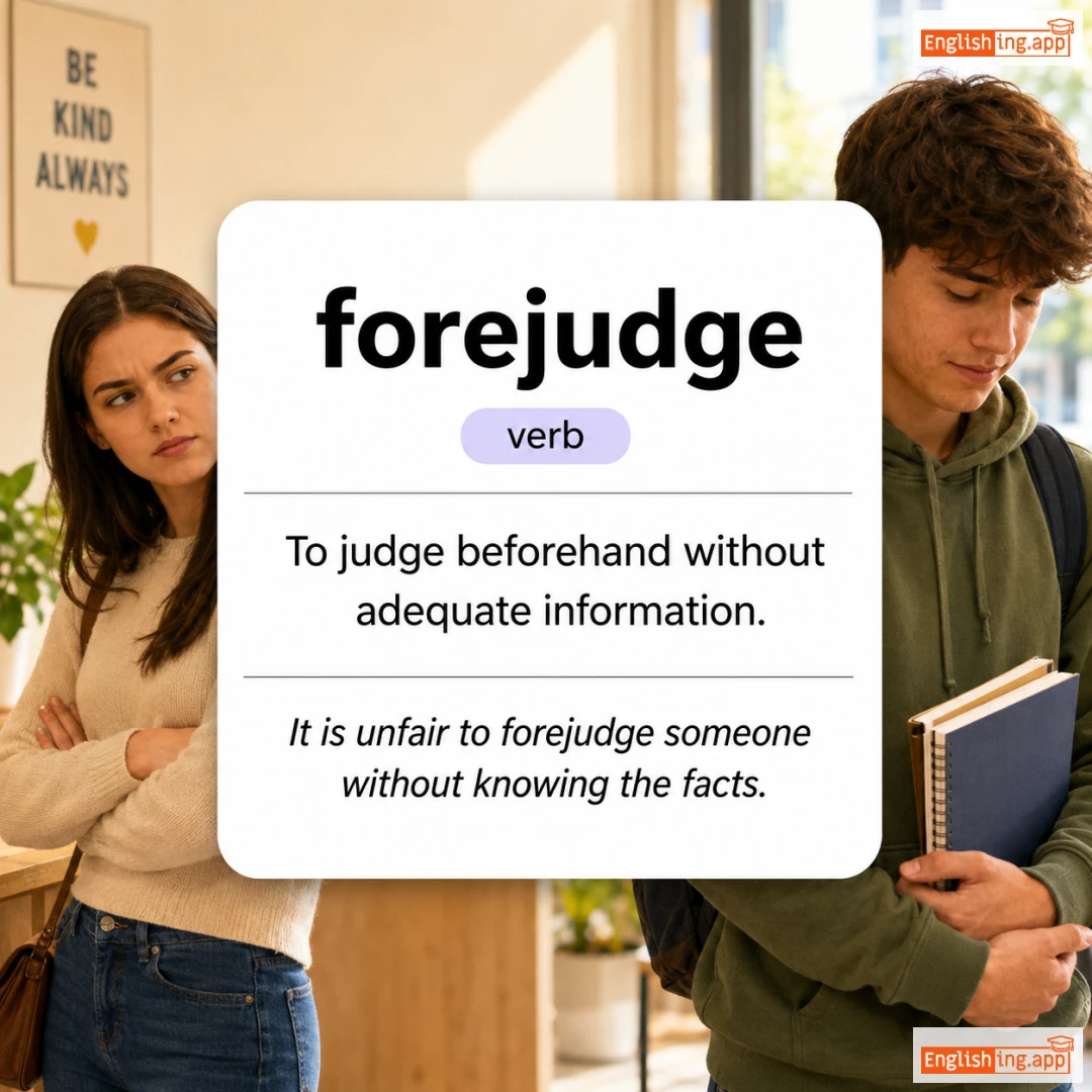forejudge definition card — visual illustration of the meaning