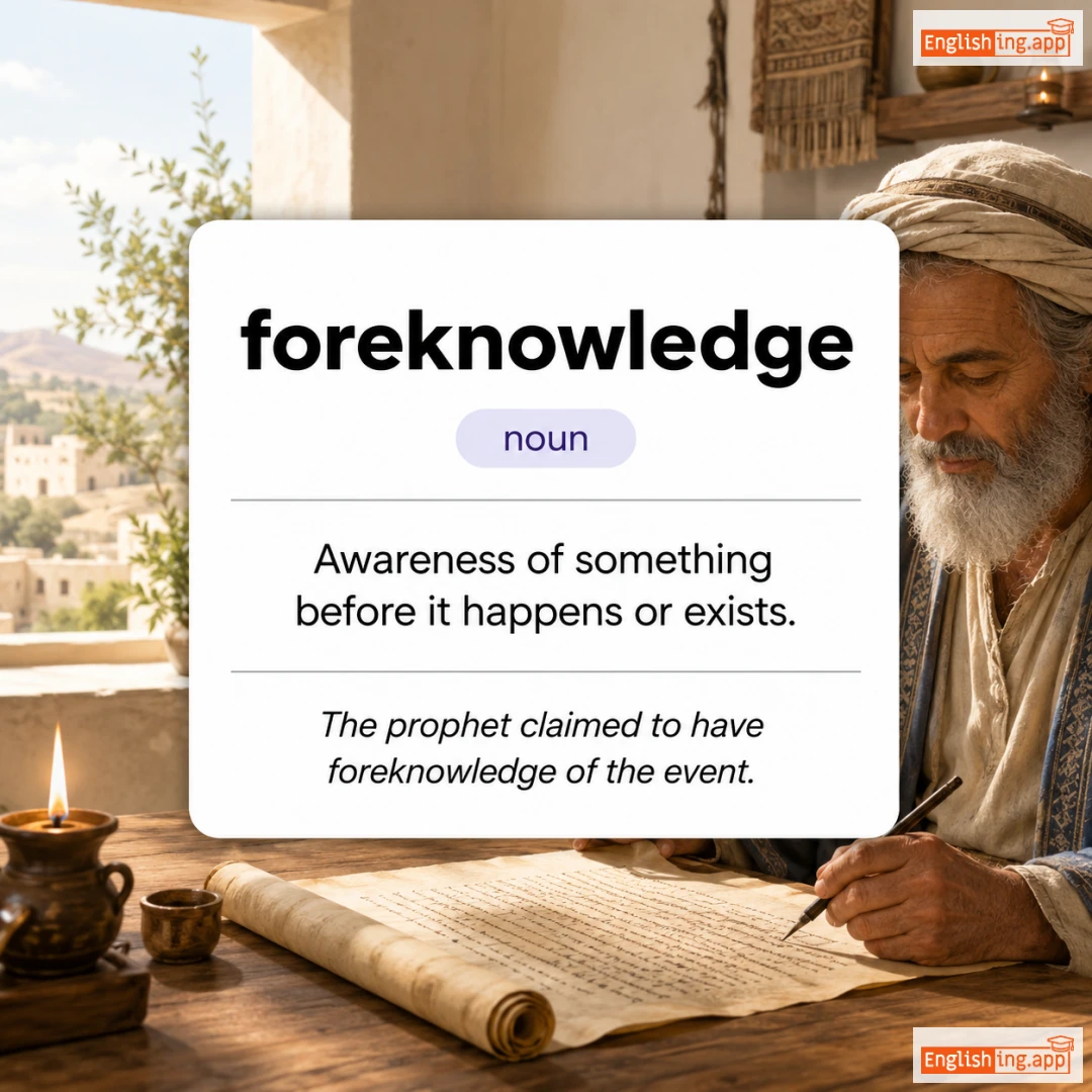 foreknowledge definition card — visual illustration of the meaning