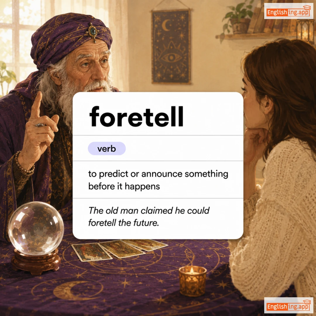 foretell definition card — visual illustration of the meaning