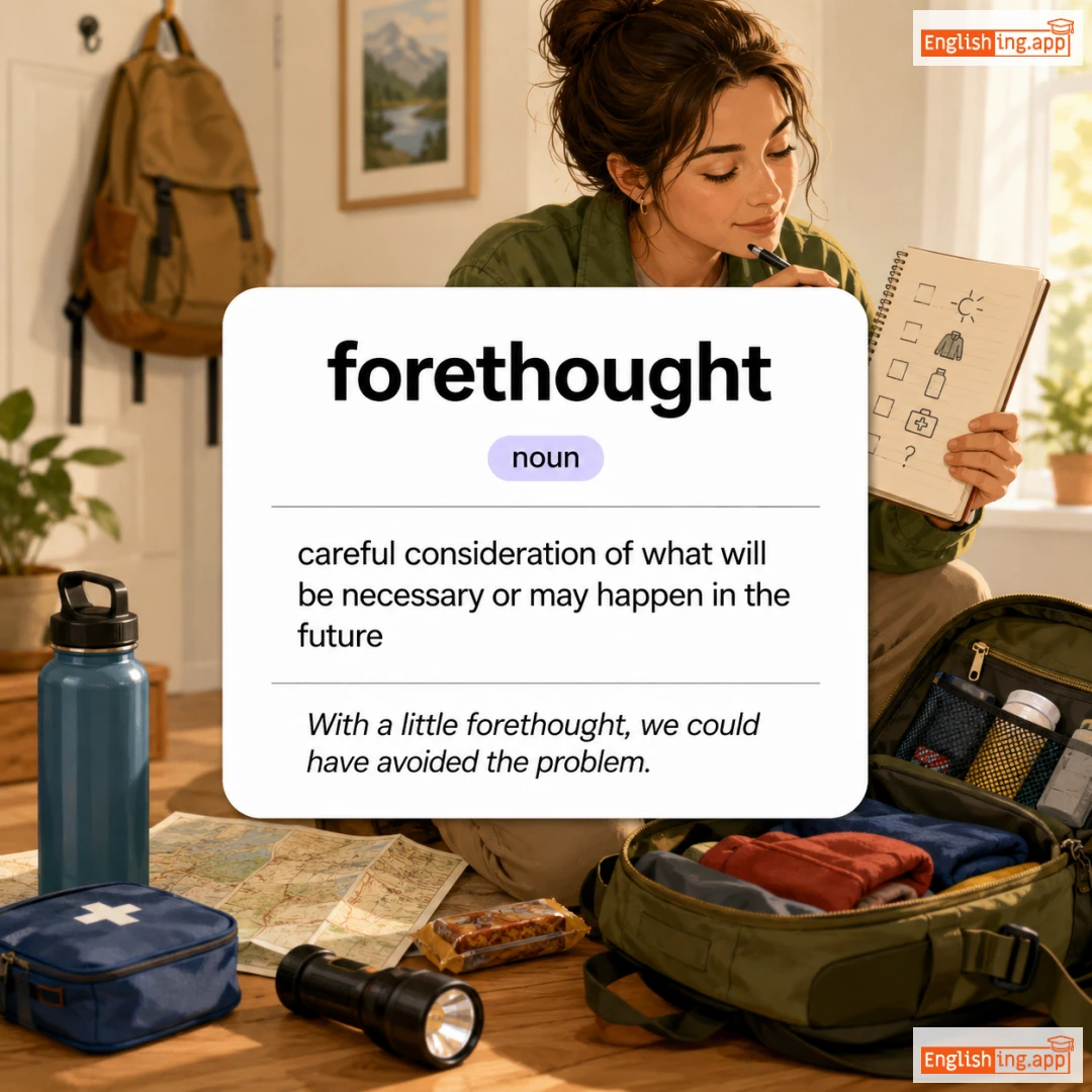 forethought definition card — visual illustration of the meaning