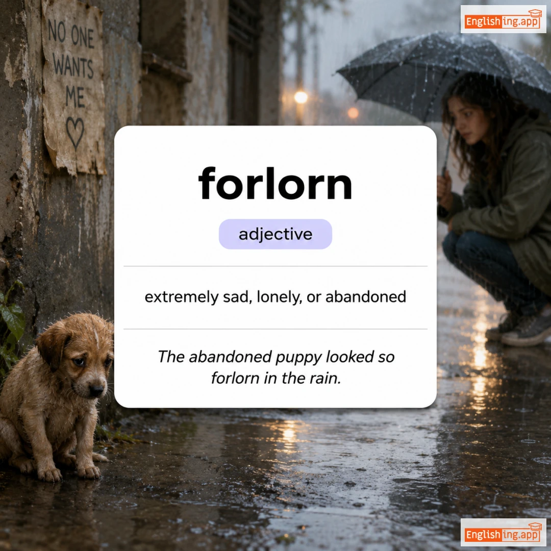 forlorn definition card — visual illustration of the meaning