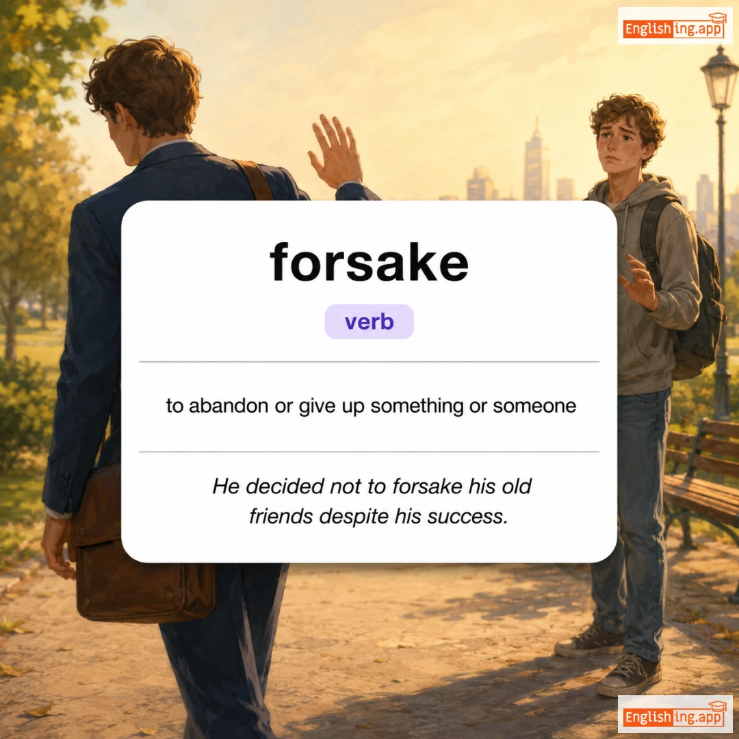 forsake definition card — visual illustration of the meaning
