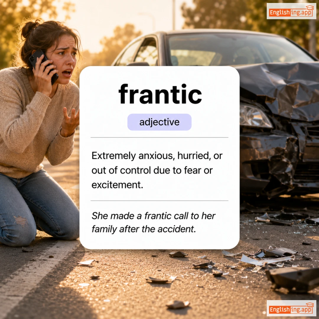 frantic definition card — visual illustration of the meaning