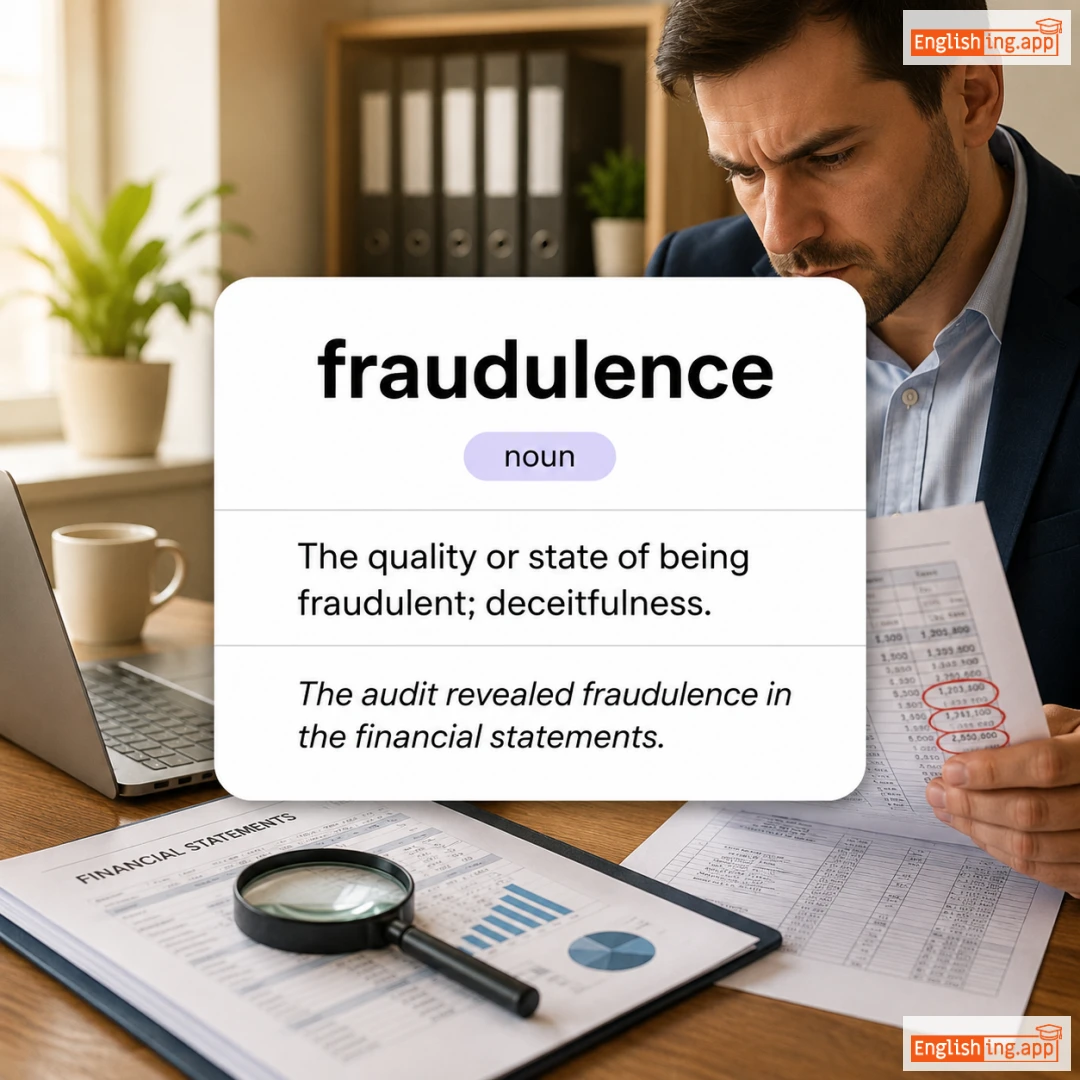 fraudulence definition card — visual illustration of the meaning