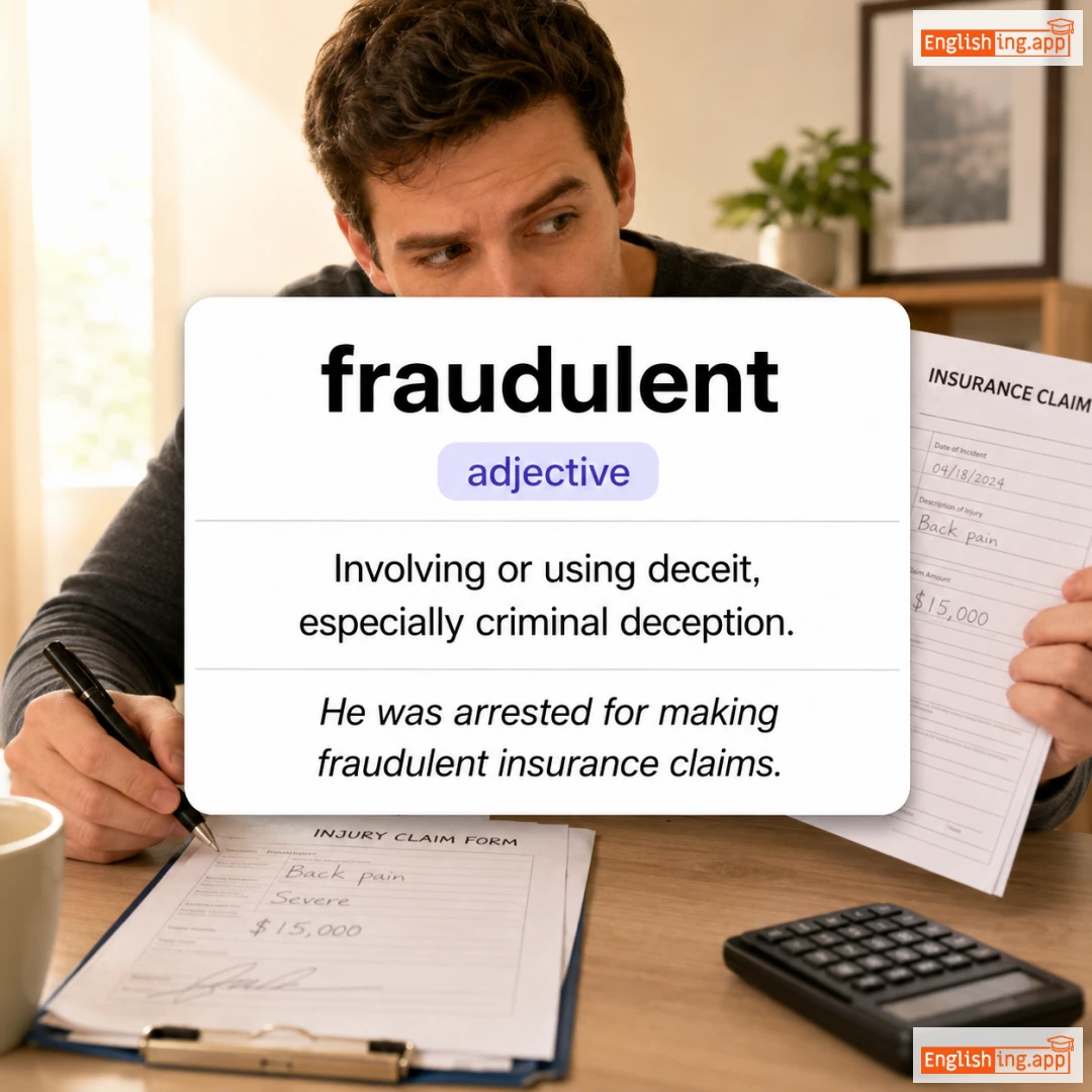 fraudulent definition card — visual illustration of the meaning