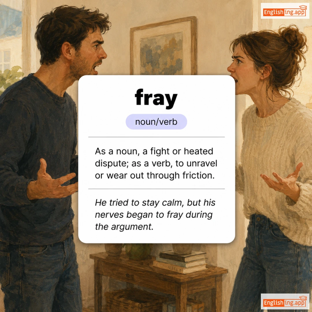fray definition card — visual illustration of the meaning