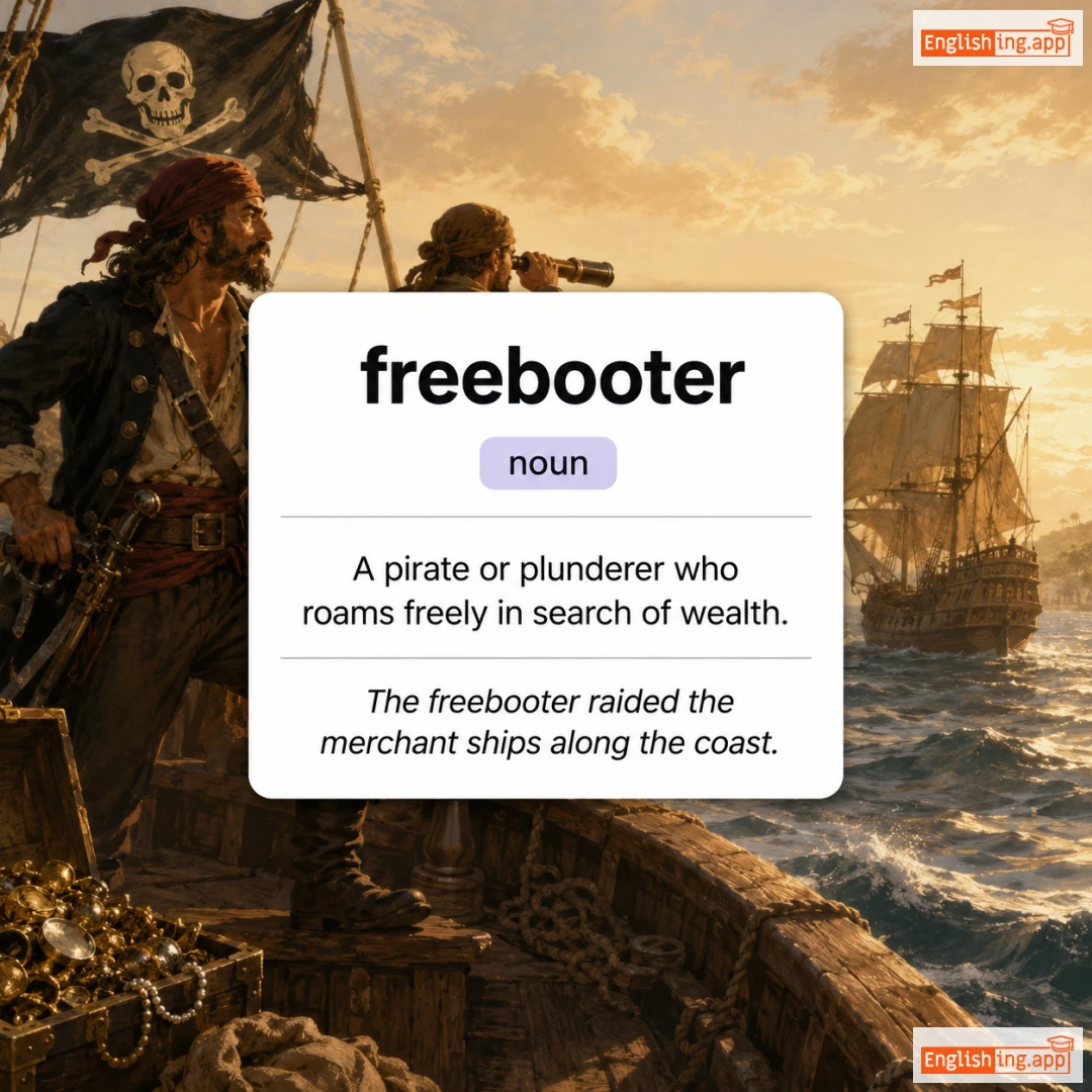 freebooter definition card — visual illustration of the meaning