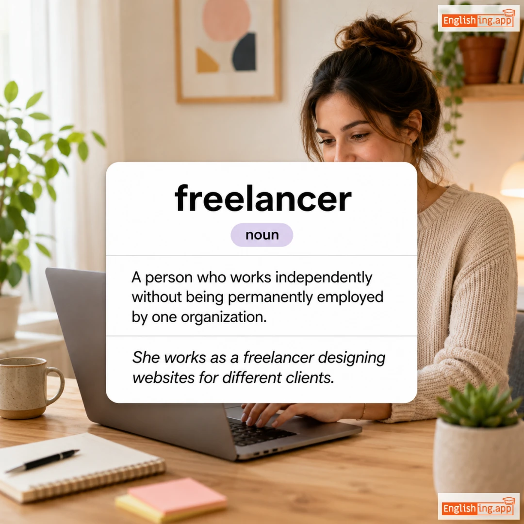 freelancer definition card — visual illustration of the meaning