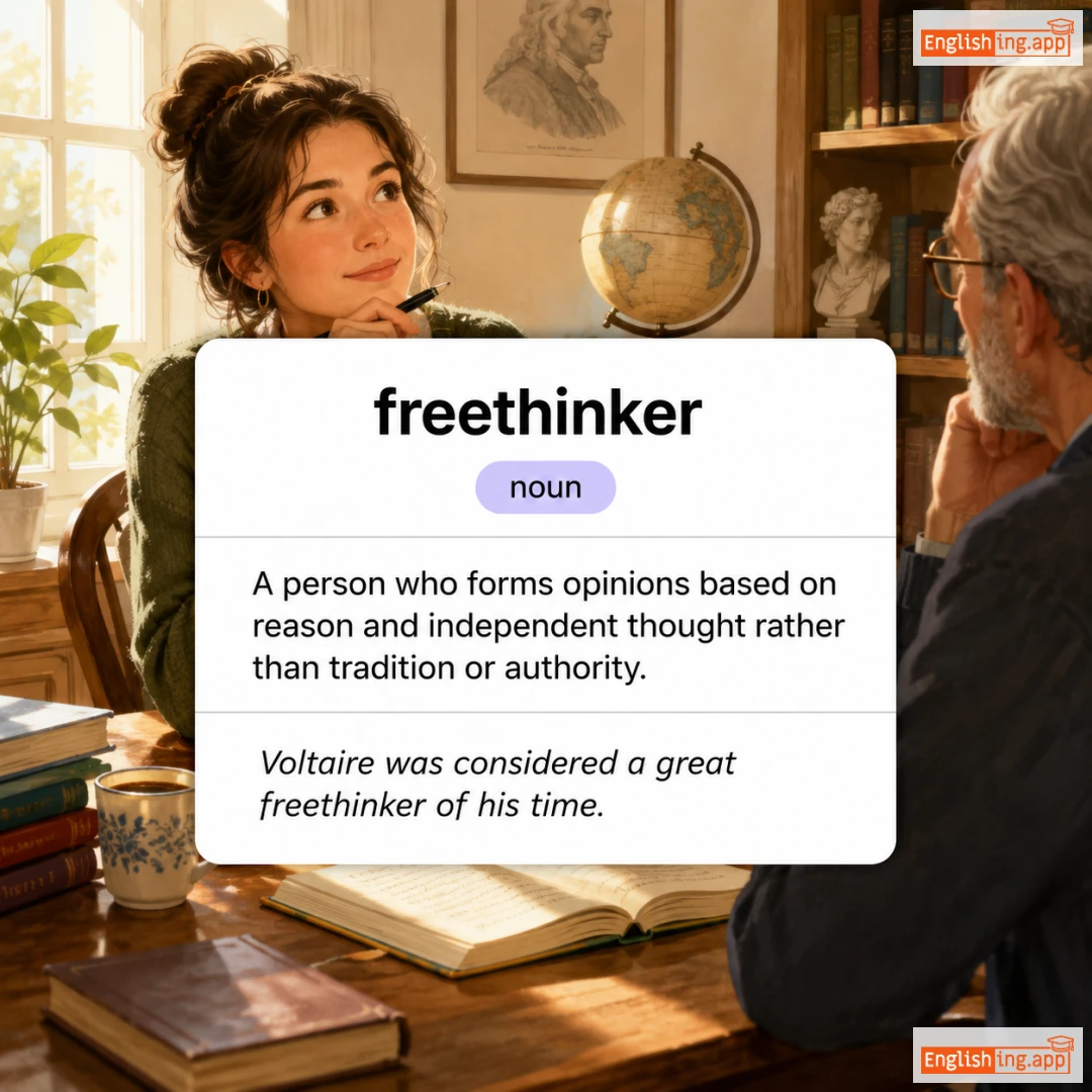 freethinker definition card — visual illustration of the meaning