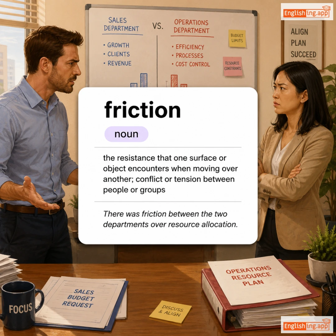 friction definition card — visual illustration of the meaning