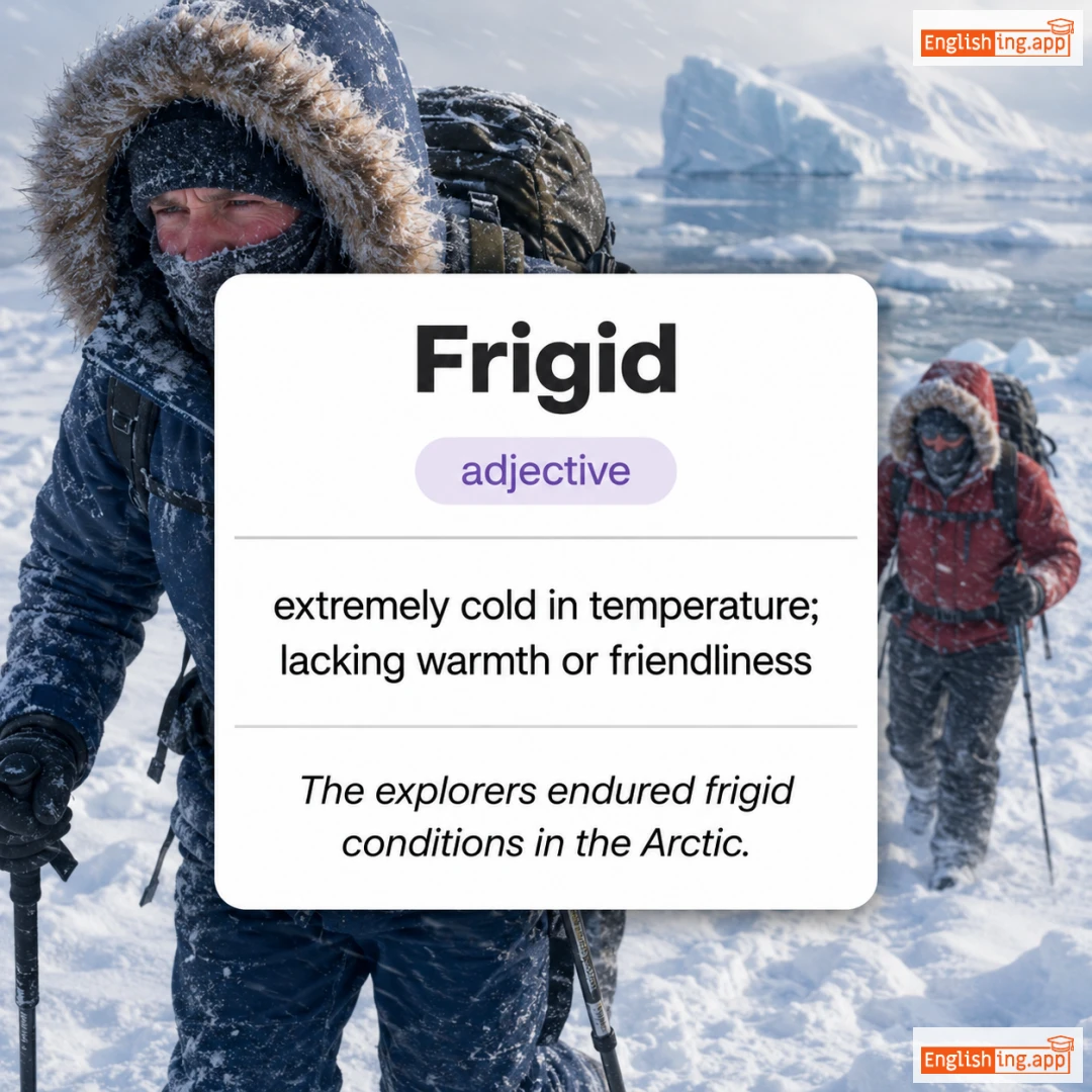 Frigid definition card — visual illustration of the meaning