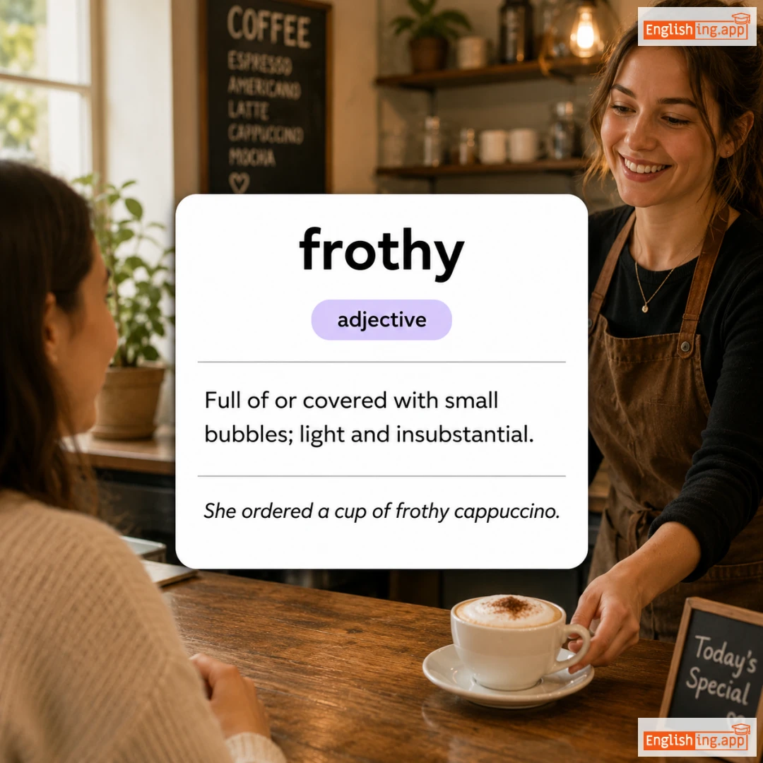 frothy definition card — visual illustration of the meaning
