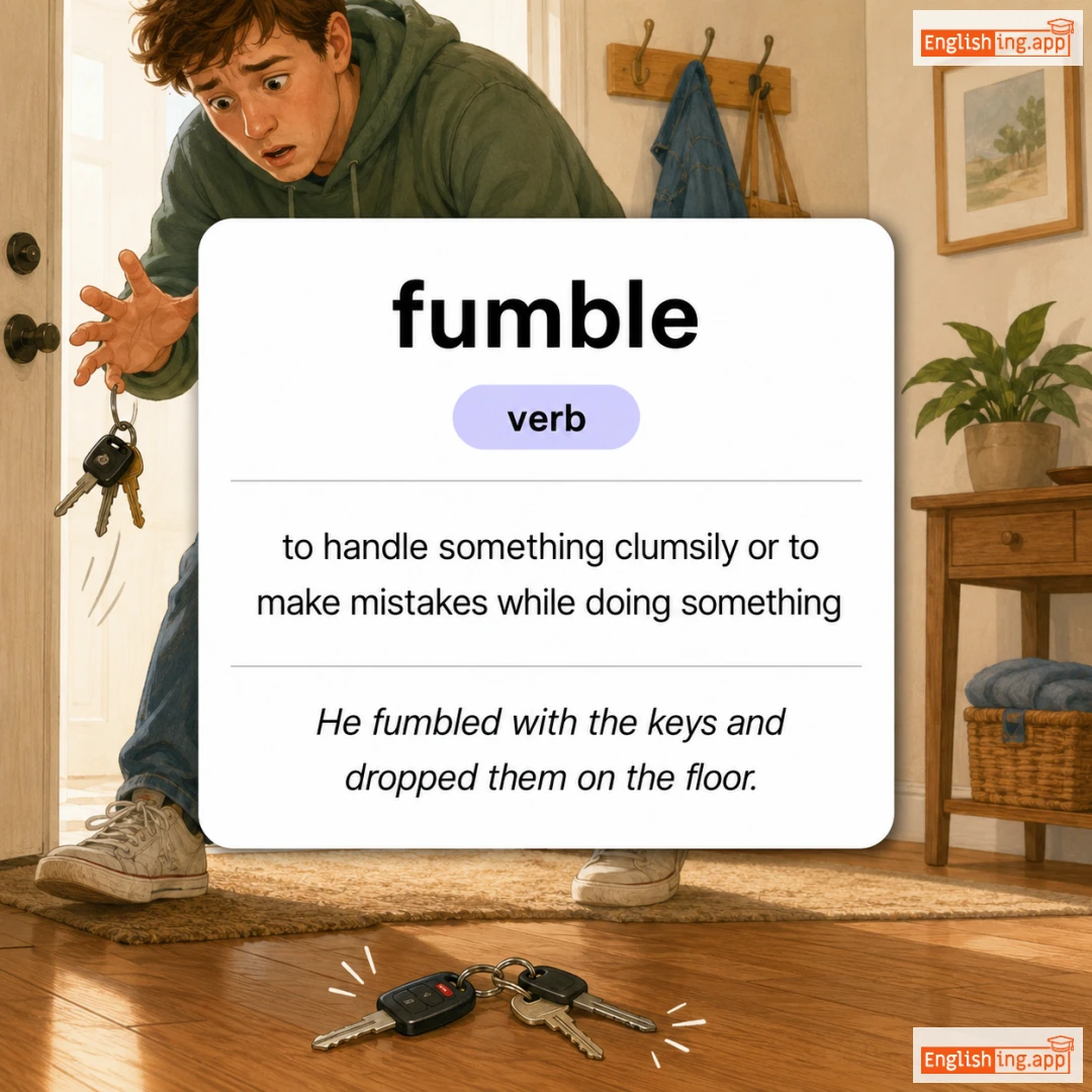 fumble definition card — visual illustration of the meaning
