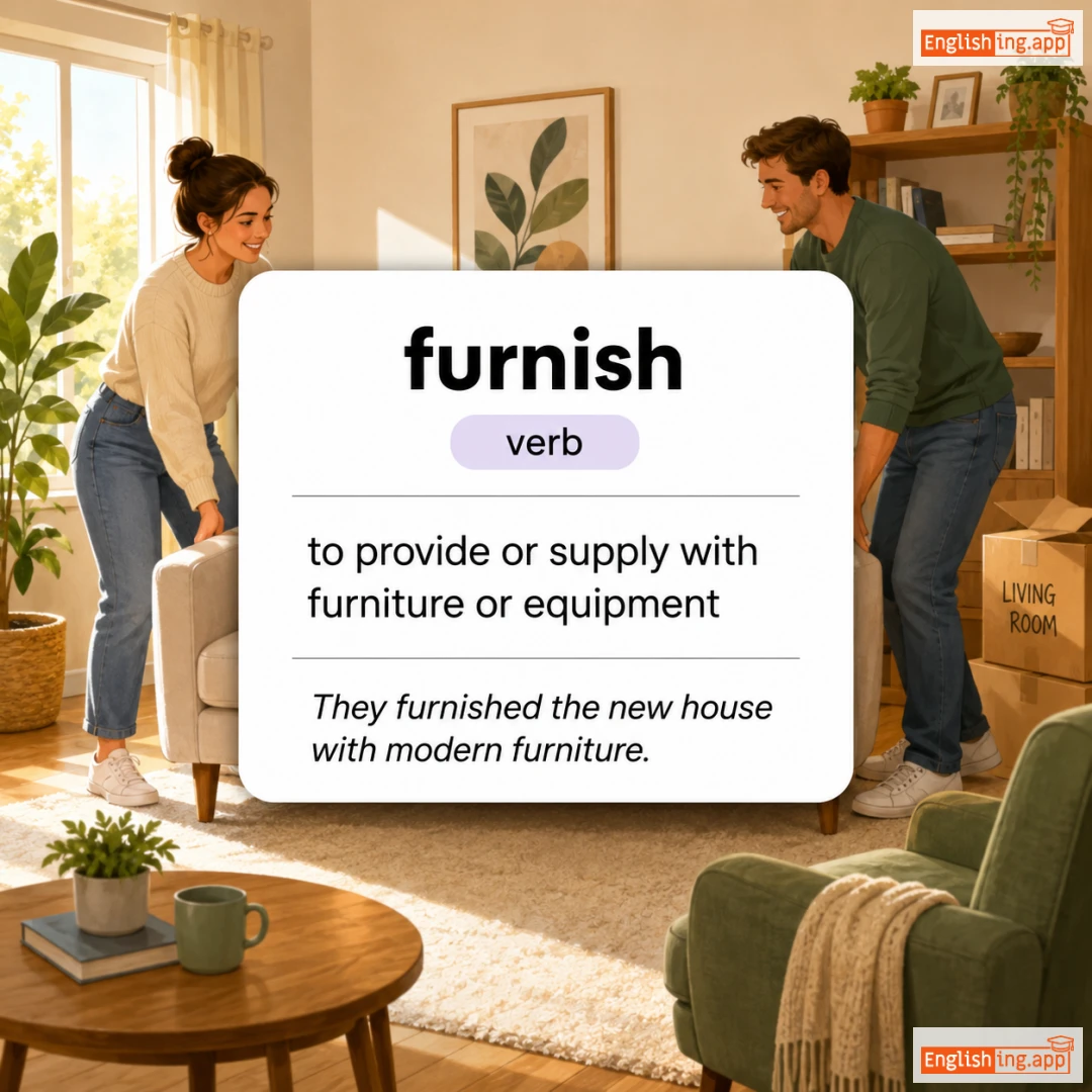 furnish definition card — visual illustration of the meaning