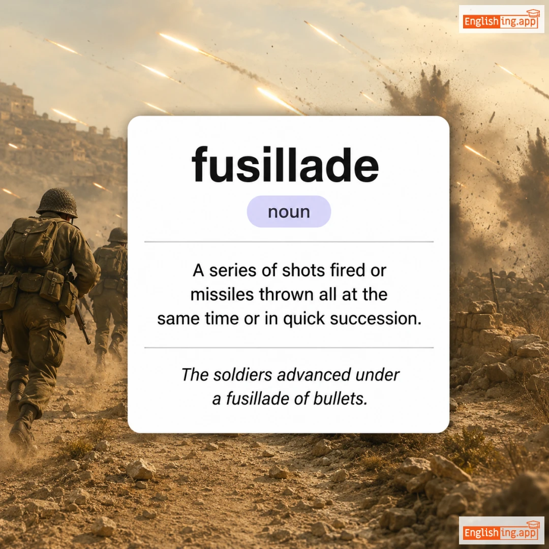fusillade definition card — visual illustration of the meaning