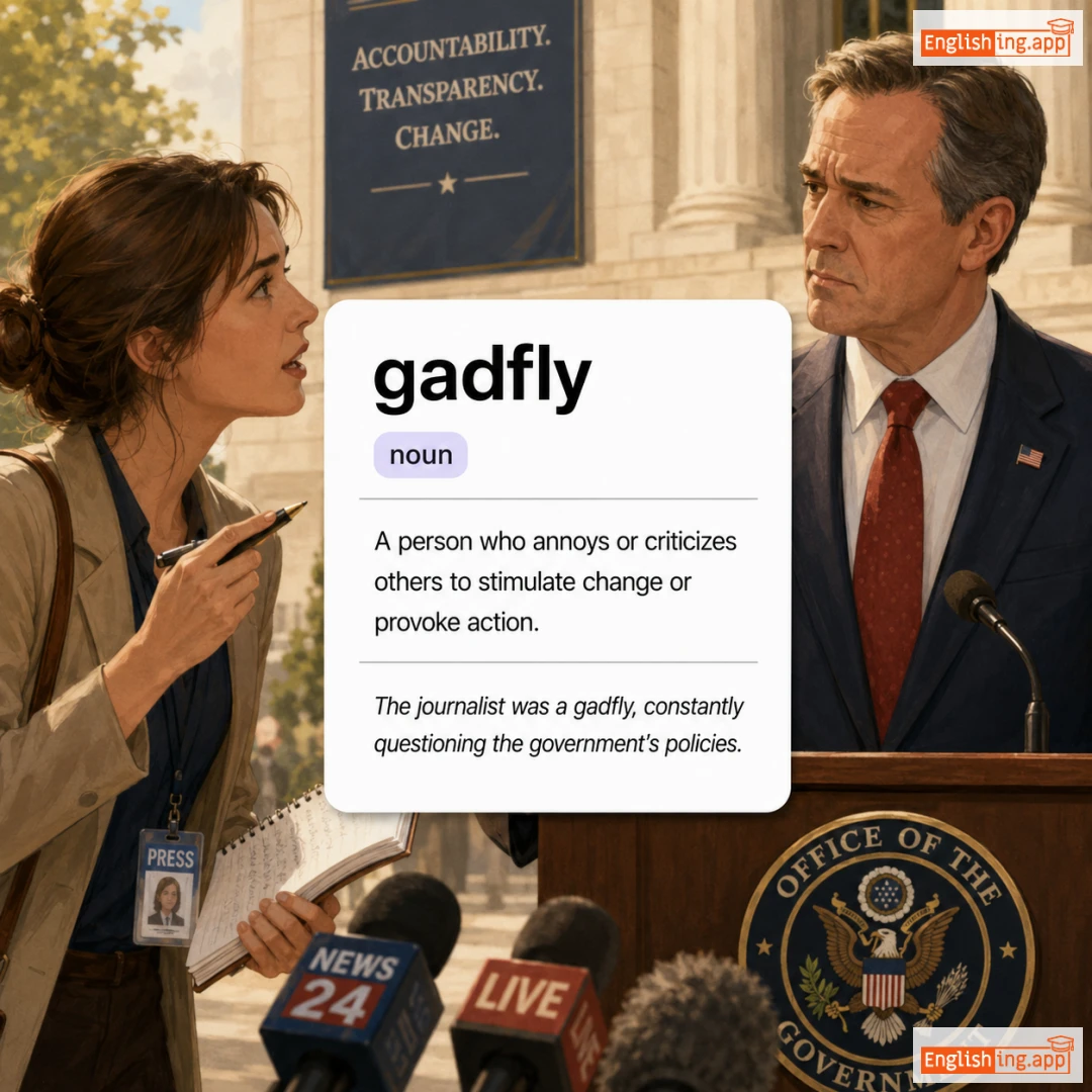 gadfly definition card — visual illustration of the meaning