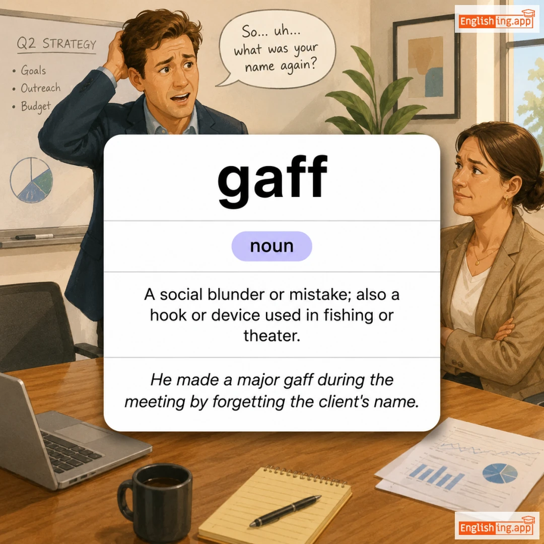 gaff definition card — visual illustration of the meaning