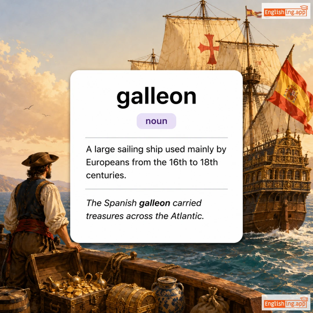 galleon definition card — visual illustration of the meaning