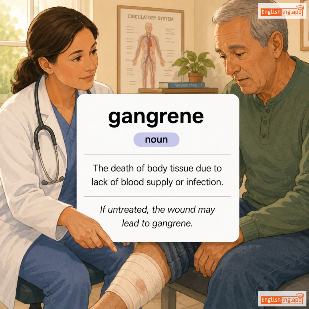gangrene definition card — visual illustration of the meaning