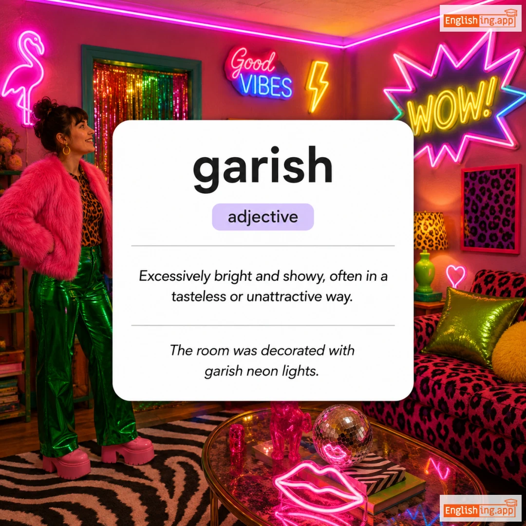 garish definition card — visual illustration of the meaning