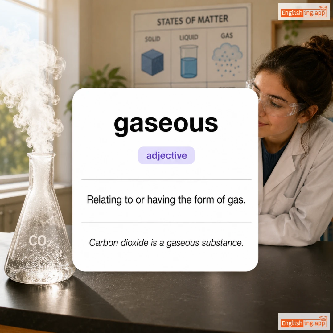 gaseous definition card — visual illustration of the meaning