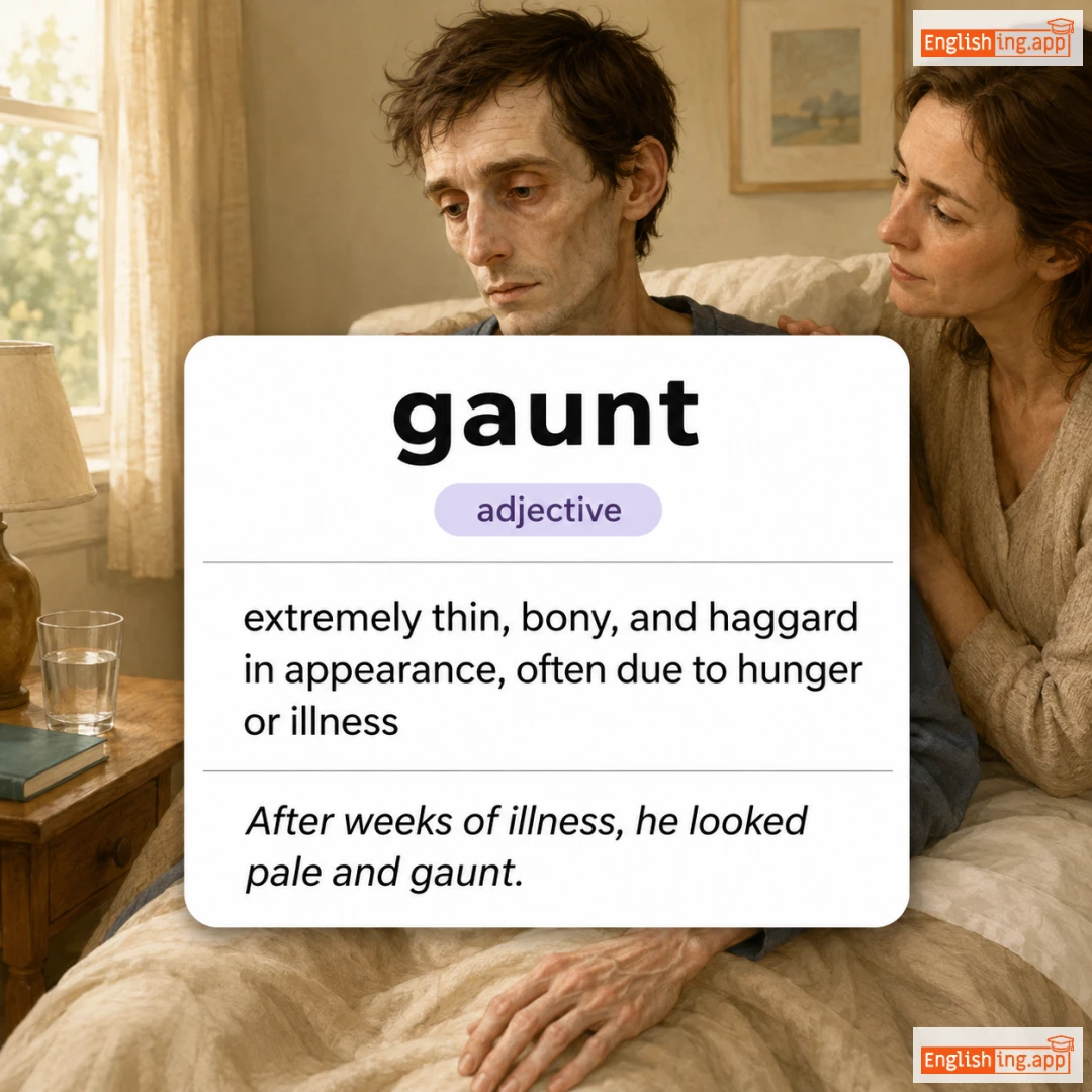 gaunt definition card — visual illustration of the meaning