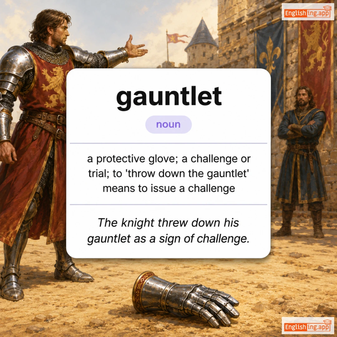 gauntlet definition card — visual illustration of the meaning