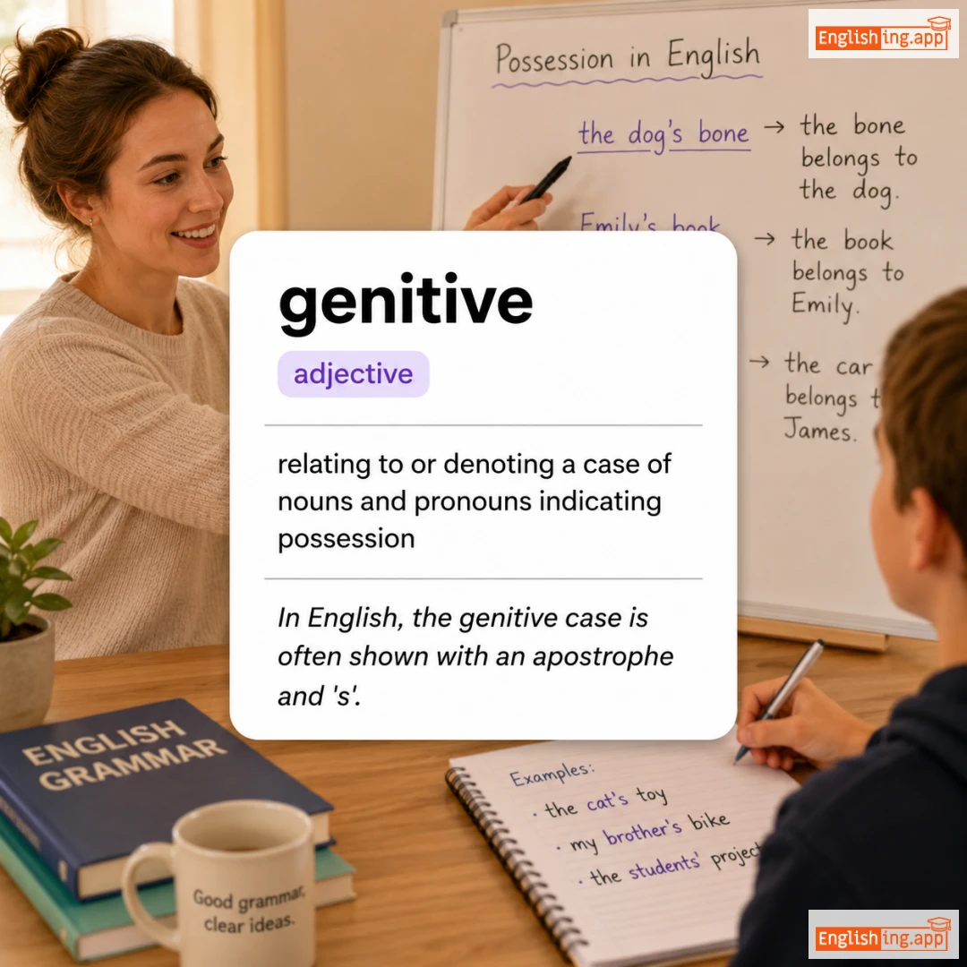 genitive definition card — visual illustration of the meaning