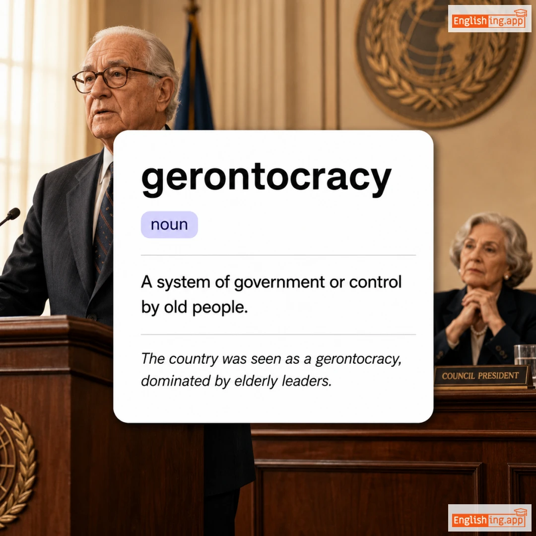 gerontocracy definition card — visual illustration of the meaning