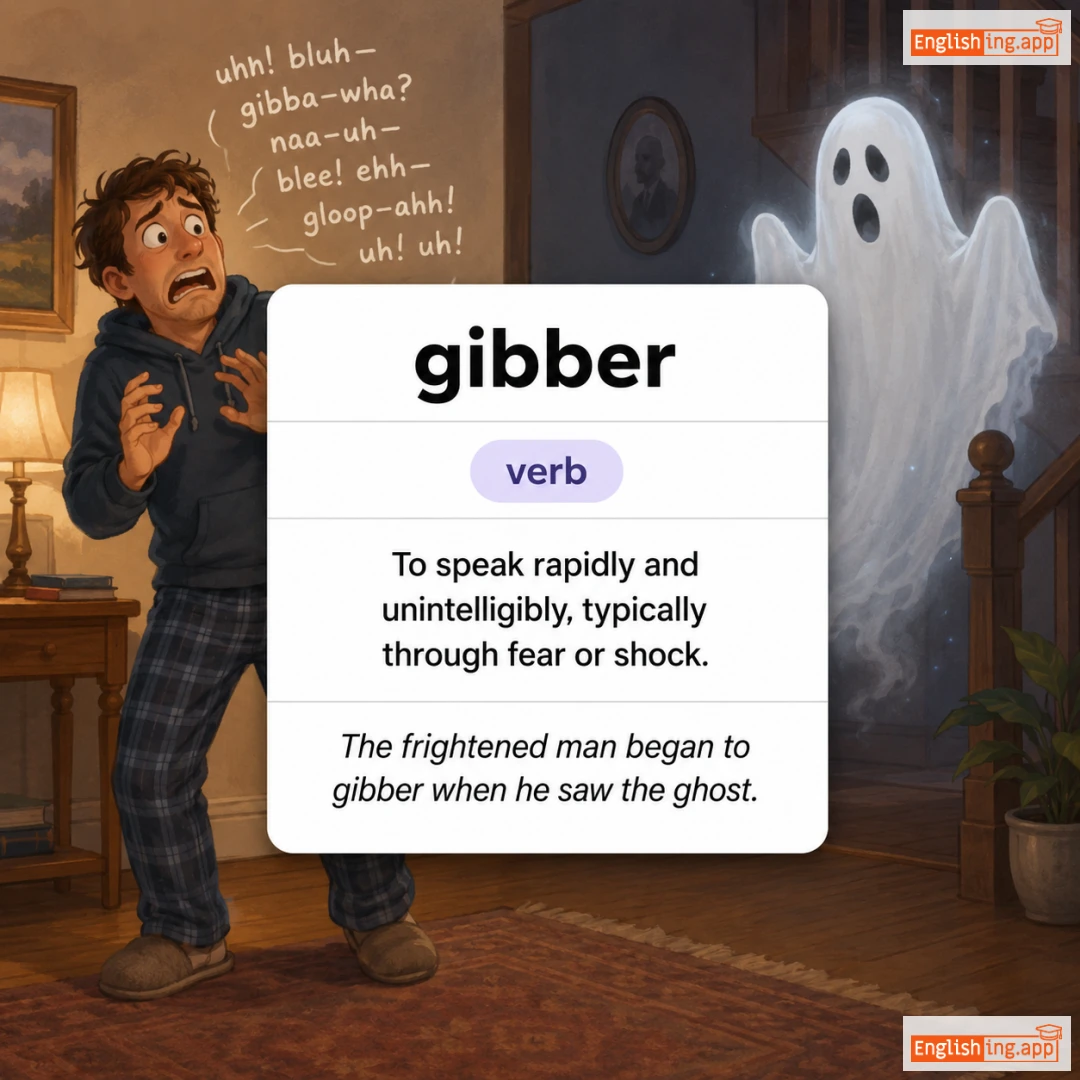 gibber definition card — visual illustration of the meaning