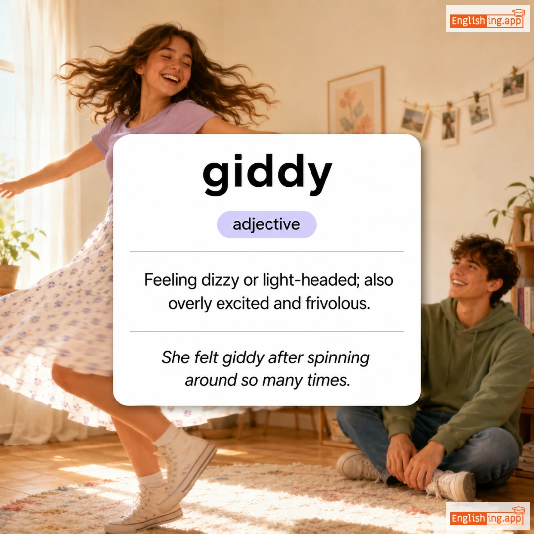 giddy definition card — visual illustration of the meaning
