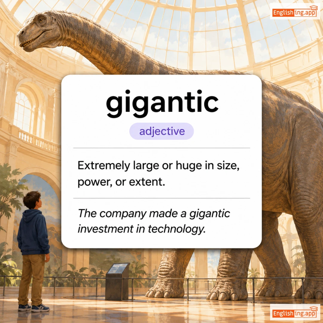 gigantic definition card — visual illustration of the meaning