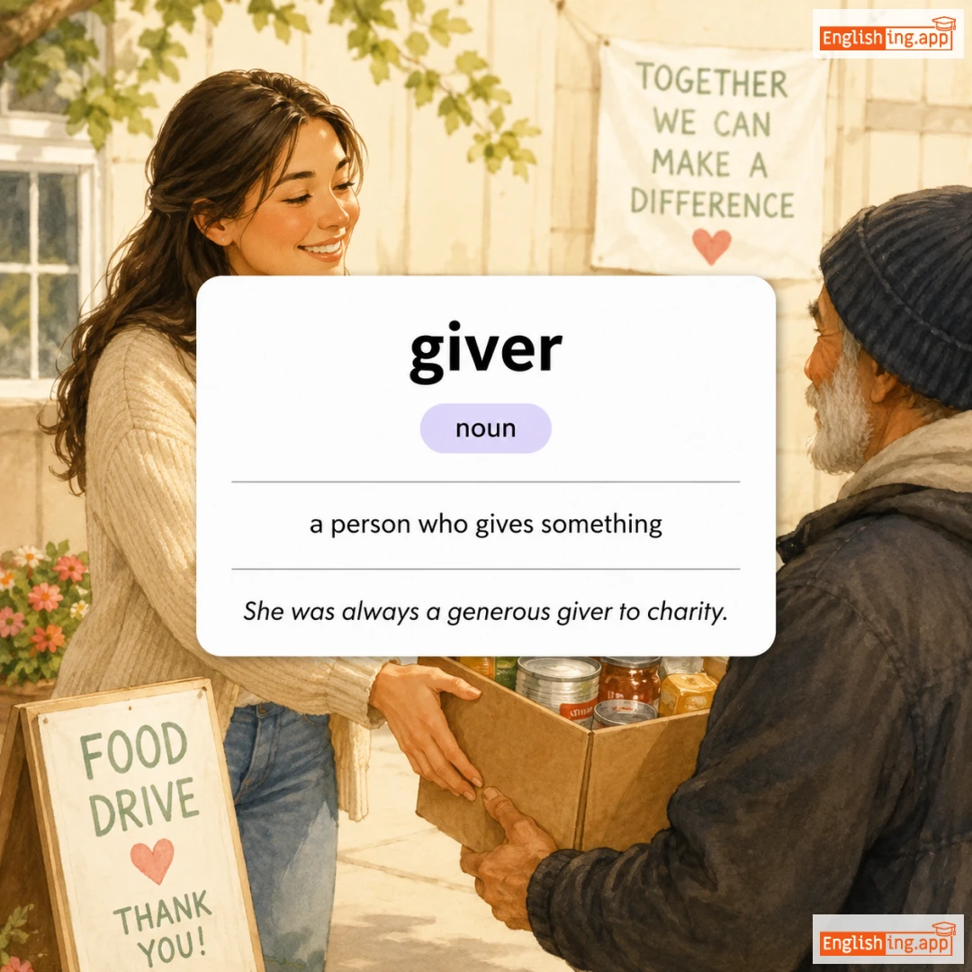 giver definition card — visual illustration of the meaning