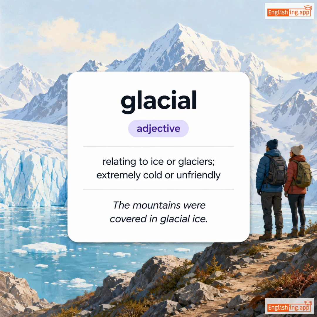 glacial definition card — visual illustration of the meaning