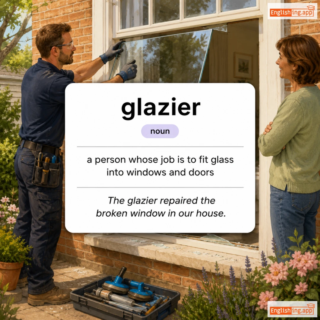 glazier definition card — visual illustration of the meaning