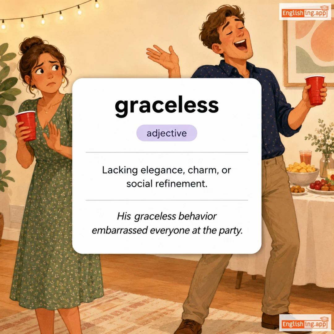 graceless definition card — visual illustration of the meaning