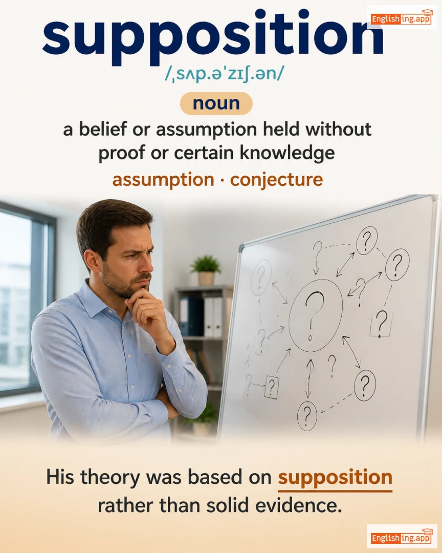 Supposition: English vocabulary meaning and example